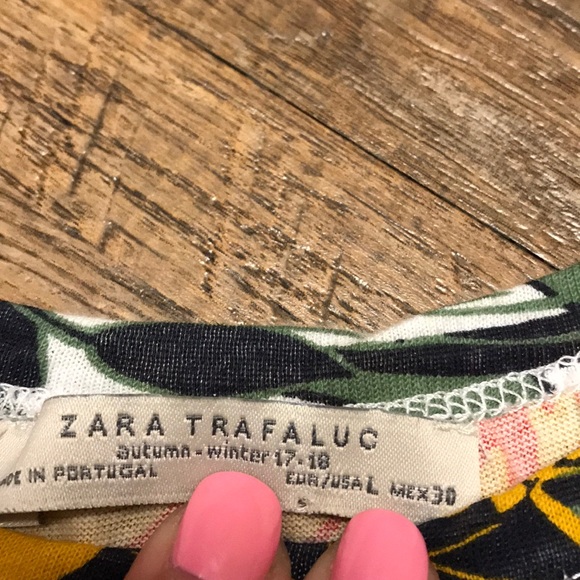 Zara Trafaluc Floral & Leaf Print T-shirt L - Picture 2 of 4